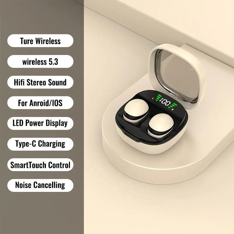 H.L.WALK-D Invisible Wireless Headphones Sleep Earbuds for Side Sleepers Sleepbuds Comfortable Noise Blocking Wireless 5.3 Wireless Headphones for Sleeping Driving Hifi Stereo Summervibes