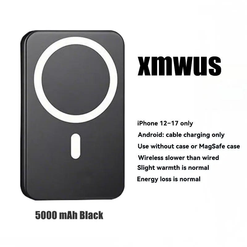 5000Mah Magnetic Power Bank for Iphone 12ā17 Series, Works Best with Magsafe Case or No Case, Portable Wireless Charger Summervibes Outdoorfun