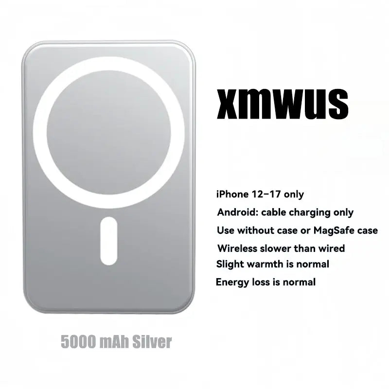 5000Mah Magnetic Power Bank for Iphone 12ā17 Series, Works Best with Magsafe Case or No Case, Portable Wireless Charger Summervibes Outdoorfun