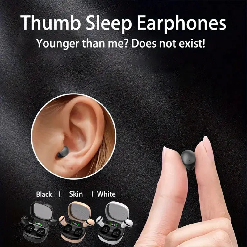 H.L.WALK-D Invisible Wireless Headphones Sleep Earbuds for Side Sleepers Sleepbuds Comfortable Noise Blocking Wireless 5.3 Wireless Headphones for Sleeping Driving Hifi Stereo Summervibes