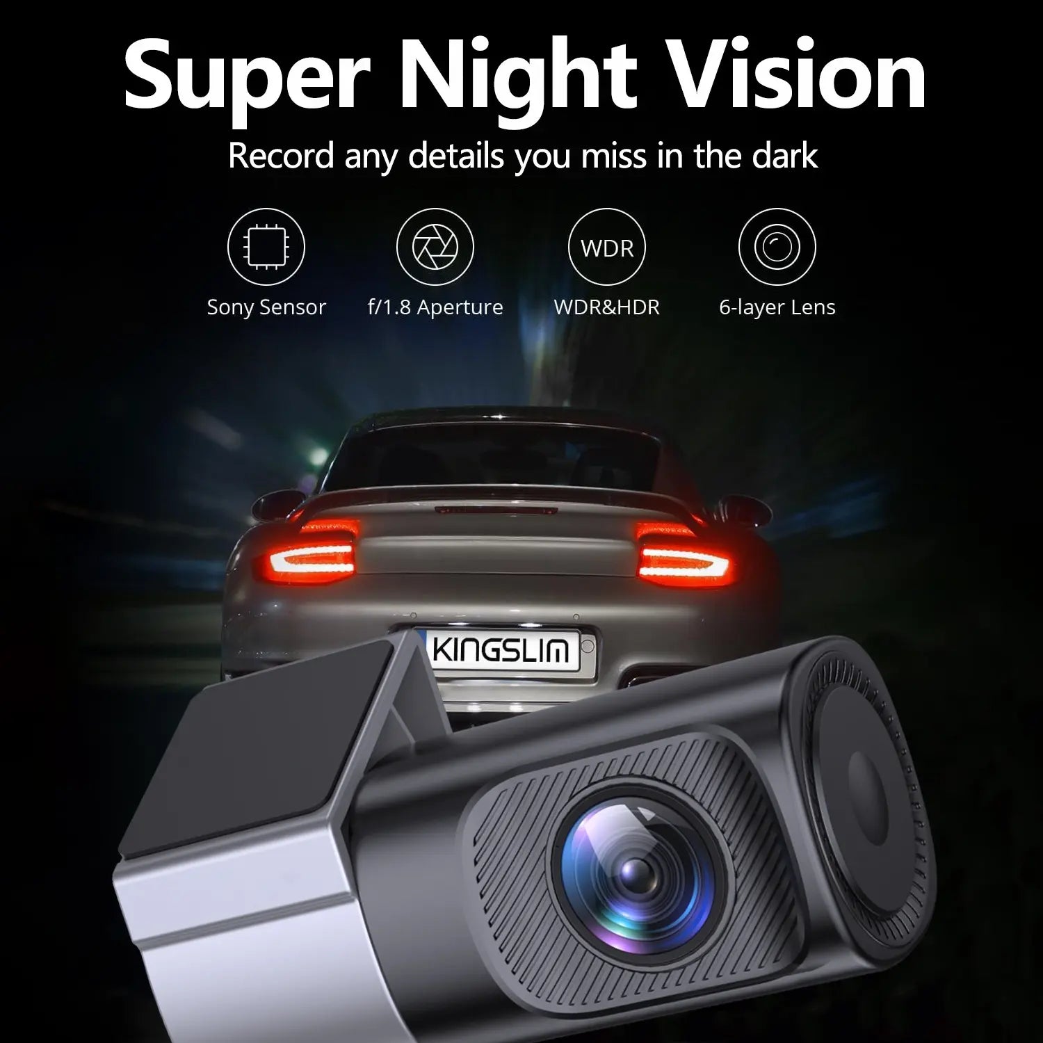Ultra Slim 1080P FHD Dashcam for Cars, Car Driving Recorder with Wi-Fi App Control, Night Vision, 24-Hour Parking Mode, Loop Recording, G Sensor, 145-Degree Wide Angle, HDR, 128GB Support, Compact Mini for Trucks, Road Safety, Camera Accessories