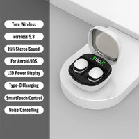 H.L.WALK-D Invisible Wireless Headphones Sleep Earbuds for Side Sleepers Sleepbuds Comfortable Noise Blocking Wireless 5.3 Wireless Headphones for Sleeping Driving Hifi Stereo Summervibes