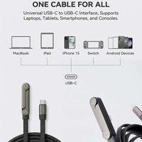 Invisible Holder Charger Cable with Stand, 240W Super Fast Charging 2-In-1 Fast Charging Cord & Phone Stand for Gaming, Office, Car Travel, Compatible with Type-C Charging Cable Black