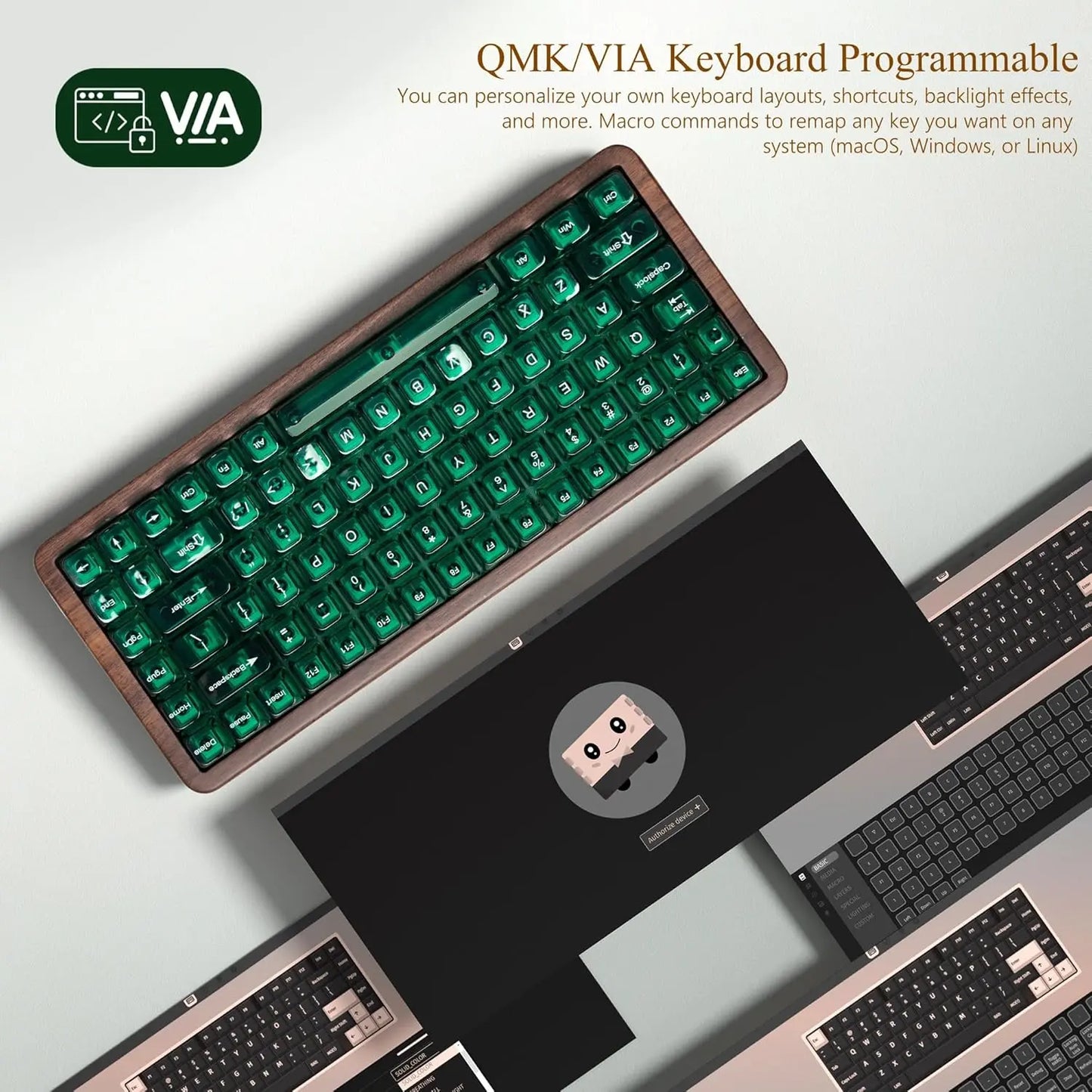 Womier WD75 V2 Wood 75% Mechanical Keyboard Wireless Gaming Keyboard with QMK/VIA