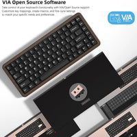 Womier WD75 V2 Wood 75% Mechanical Keyboard Wireless Gaming Keyboard with QMK/VIA
