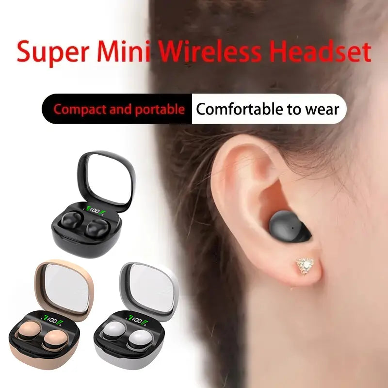 H.L.WALK-D Invisible Wireless Headphones Sleep Earbuds for Side Sleepers Sleepbuds Comfortable Noise Blocking Wireless 5.3 Wireless Headphones for Sleeping Driving Hifi Stereo Summervibes
